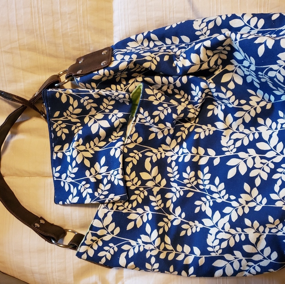 Navy Floral Purse with Matching Wallet